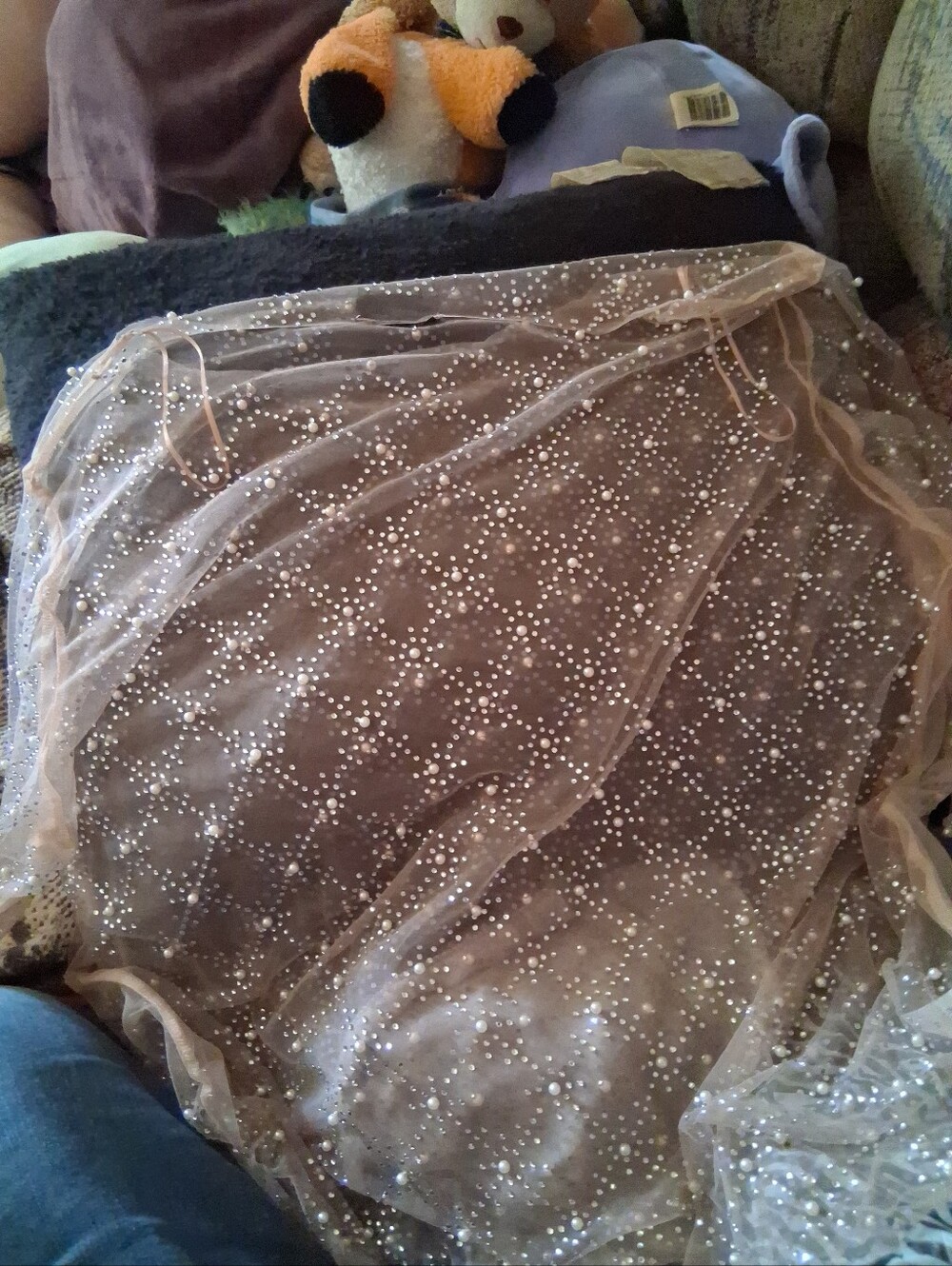 Sparkle Mesh Overlay Dress - Dusty Pink Gemstone Top3x